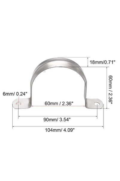 uxcell Rigid Pipe Clamp, Durable, Stainless Steel 304, 60mm, 5 pcs, Sourcing Map