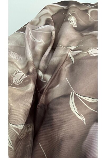 Lavena scarfs Tulip Series Floral Pattern Cotton Digital Soft Shawl - Milky Coffee