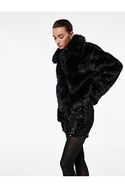 Koton Sequined Regular Waist Mini Skirt