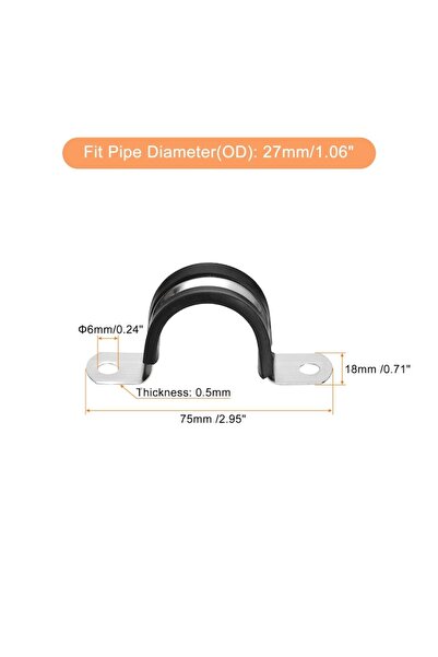 uxcell U Clamp, Anti-vibration, Stainless Steel 304, Ø27mm, 16 pcs, Sourcing Map