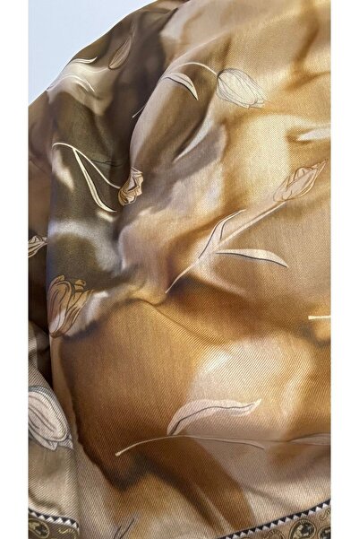 Lavena scarfs Tulip Series Floral Pattern Cotton Digital Soft Shawl - Mustard