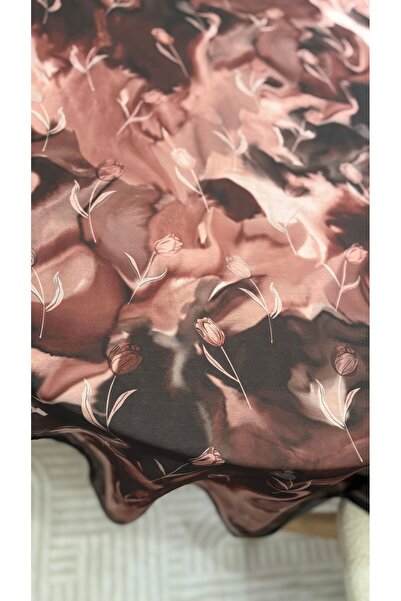 Lavena scarfs Tulip Series Floral Pattern Cotton Digital Soft Shawl - Chestnut