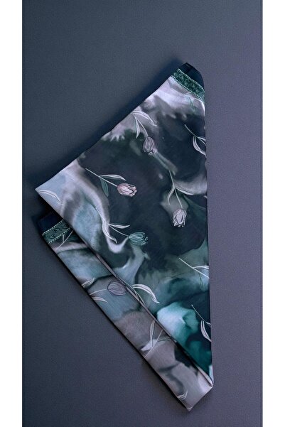 Lavena scarfs Σειρά Tulip Floral Pattern Cotton Digital Soft Shawl - Σκούρο Πράσινο