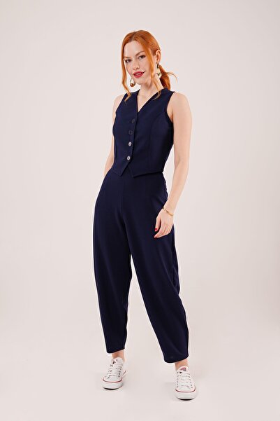 EDA COLLECTION Pantaloni albastru închis tăiați morcov