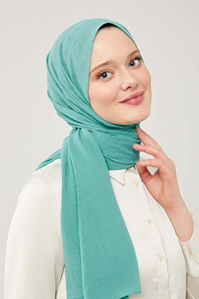 Levidor Turkuaz Düz Renk Frozen Krep Şal