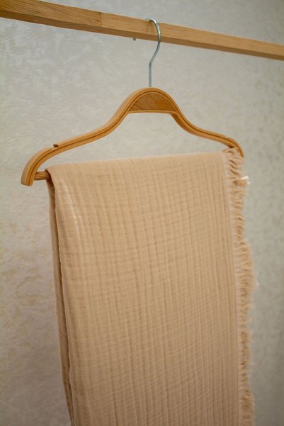 MİLABABY 4 Layer Muslin Baby Blanket 100% Cotton Four Seasons Baby Muslin Cover Swaddle 90X110 cm Beige