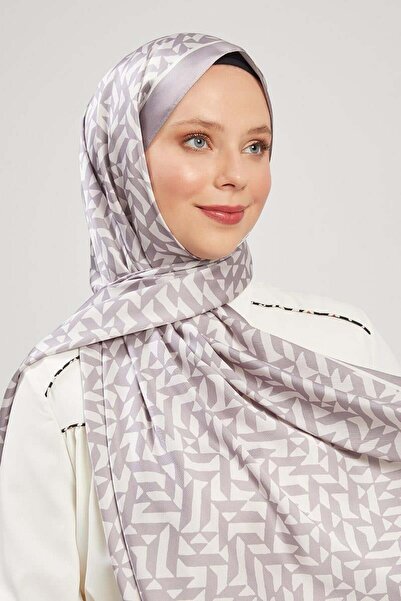 Levidor Gri Asimetrik Baskılı Angel Şal