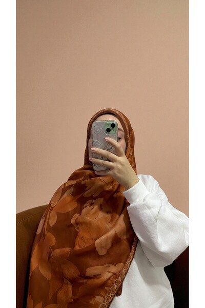 Lavena scarfs Fall Series Floral Pattern Cotton Digital Soft Shawl - Tile