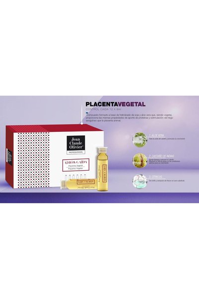 JEAN CLAUDE OLIVIER Plant Placenta Hair Treatment Ampoules, 12 x 9 ml, Hair Loss Prevention