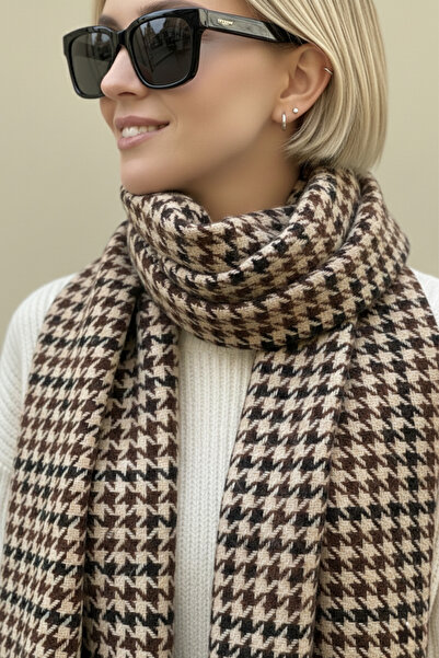 novon Χειμερινό σάλι / μακρύ κασκόλ με μοτίβο λούτσου με λεπτομέρεια από μαλλί με απαλή αφή