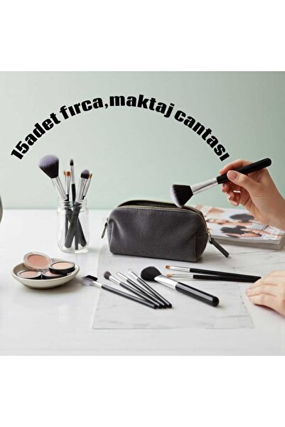 RUMİLY 15 Piece Makeup Brush Set with a Makeup Bag as a Gift