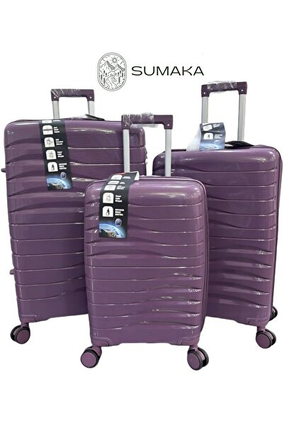SUMAKA 3-Piece Travel Luggage Trolley Suitcase Set Silicon - 360 Wheels & TSA Lock 20-24-28 inches