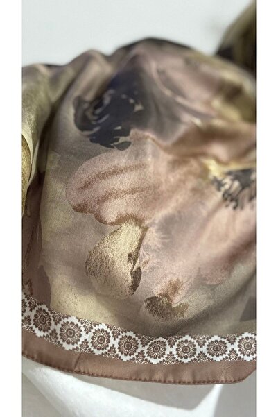 Lavena scarfs Fall Series Floral Pattern Cotton Digital Soft Shawl - Mink