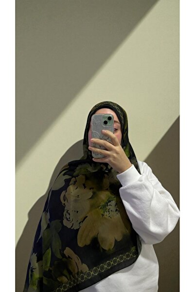 Lavena scarfs Fall Series Floral Pattern Cotton Digital Soft Shawl - Khaki