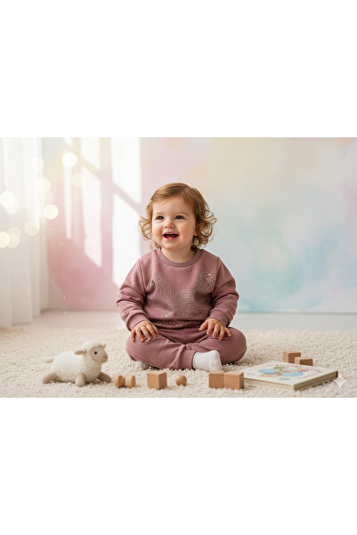 Selvira | Fleece-Lined Printed Winter 2-Piece Sweatshirt Sweatpants Set