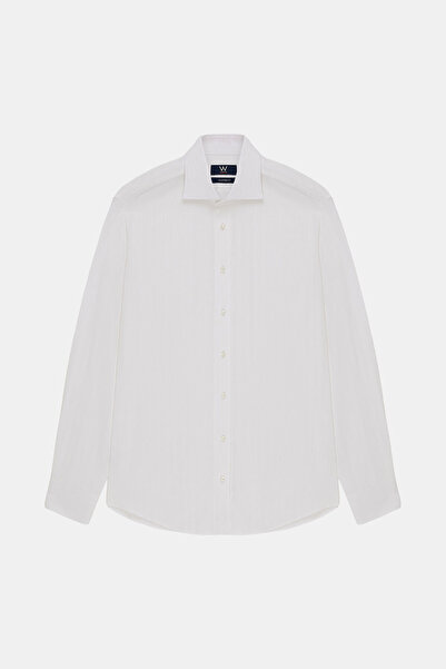 W Collection White Long Sleeve Jacquard Shirt