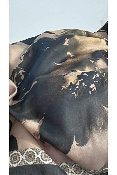 Lavena scarfs Fall Series Floral Pattern Cotton Digital Soft Shawl - Bitter Brown