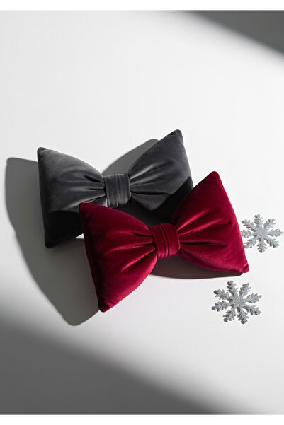 FARCY Набір з 2 декоративних подушок з оксамитовим бантиком на тему Різдва (2 штуки)