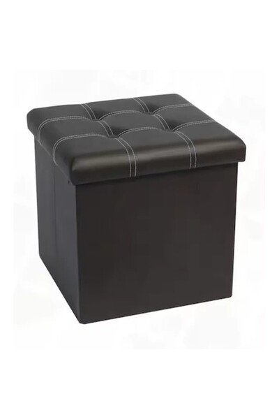 JHT Foldable Ottoman Storage Stool, Box Type, Faux Leather, Cube 38x38x38 cm JHT54