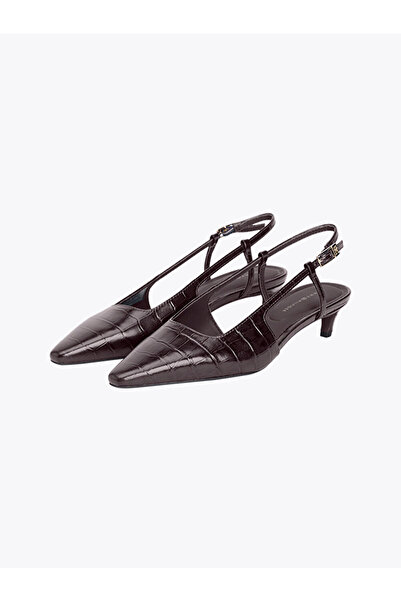 Tommy Hilfiger Croco-Print Slingback Kitten Heels with Leather