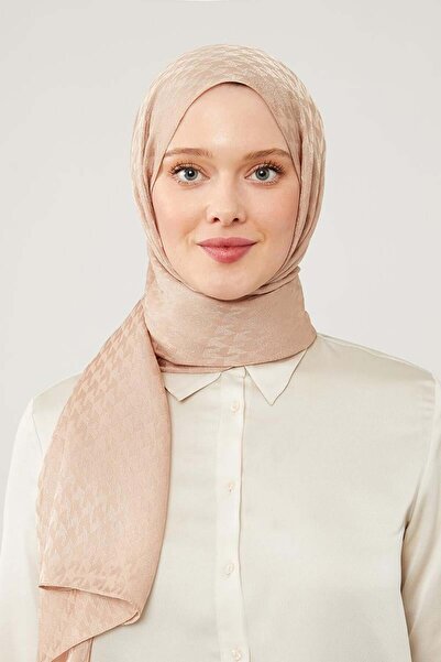 Levidor Sütlü Kahve Kazayağı Desenli Jakarlı Şal