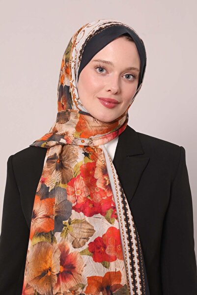 Levidor K.Lacivert Varak Desen Pamuk Şal