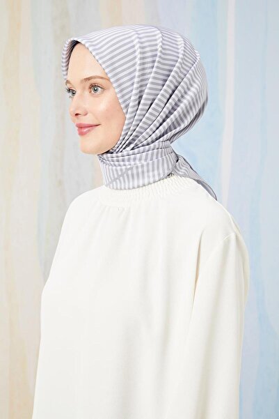 Levidor Gray Striped Twill Digital Scarf