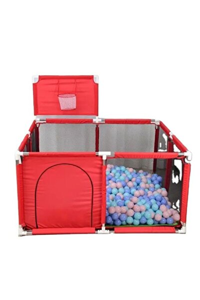 fulina Children's Playpen, Crawling Room with Safety Protection Tent, Easy to Clean, Foldable, Red