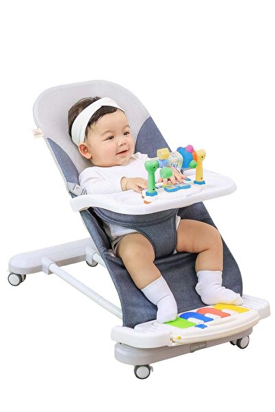 hibobi مقعد هزاز للأطفال 4 في 1 - محمول بعجلات قابلة للإزالة، وميلان قابل للت...