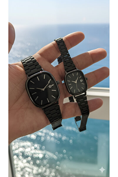 Leerybee New Season Trend Square Case, Lover's Watch Set with Calendar