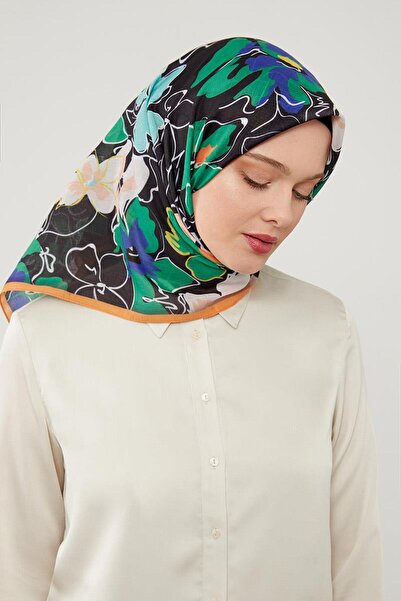 Levidor Siyah Yonca Desen Soft Cotton Eşarp