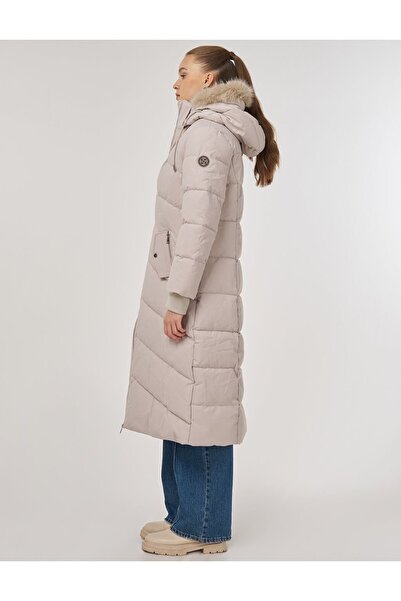 Kayra Faux Fur Detailed Anorak Coat Stone