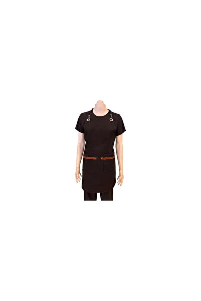 önlüknoktası Black Faux Leather Striped Barista Apron with Neck Strap
