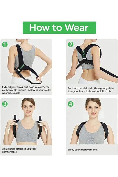 QUTOOB دعامة تصحيح الوضعية - دعم قابل للتعديل للظهر والكتف