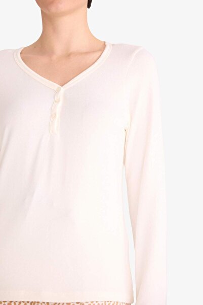 DeFacto Set de pijamale cu mâneci lungi, cu model, cu fund lung - Fall in Love G1190AX25AU