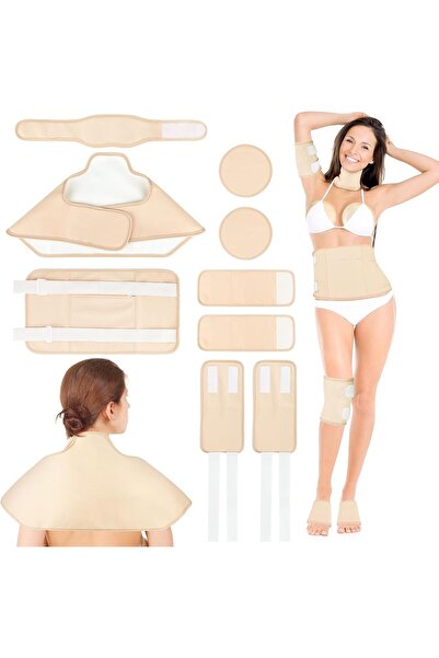 genernic Castor Oil Pack Wrap 9pcs - Reusable Adjustable Cotton Packs for Hot/Cold Compress (Whole Body)