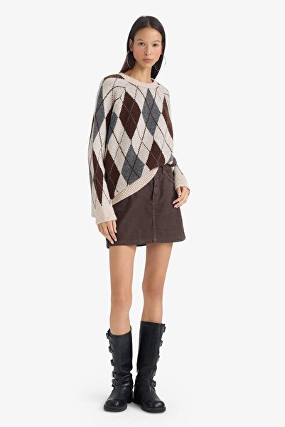 DeFacto А-линия, редовна талия, еластична кадифена мини пола G4077AX25WN