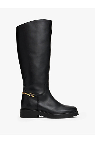 Tommy Hilfiger Leather Th Monogram Horsebit Riding Boots