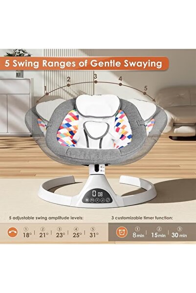 hibobi Electric Baby Bouncer with 5 Speeds – Multi-Functional Baby Chair with Music, Bluetooth & Remote