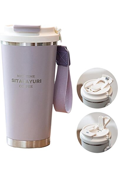 SITARAYURI 560ml Insulated Coffee Mug - Built-in Filter and Dual-Mode Smart Lid