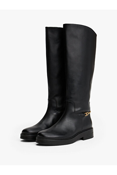Tommy Hilfiger Leather Th Monogram Horsebit Riding Boots