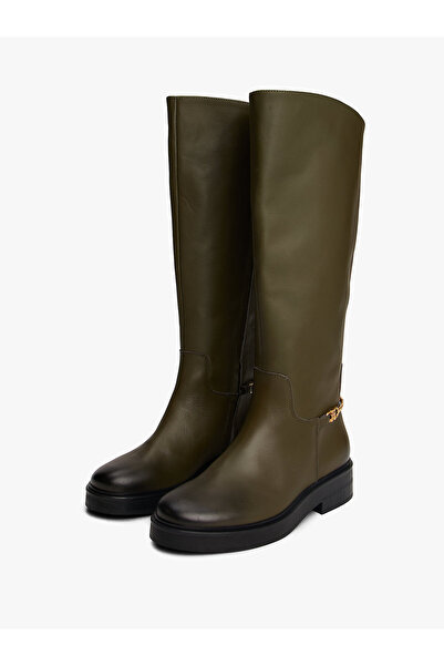 Tommy Hilfiger Leather Th Monogram Horsebit Riding Boots