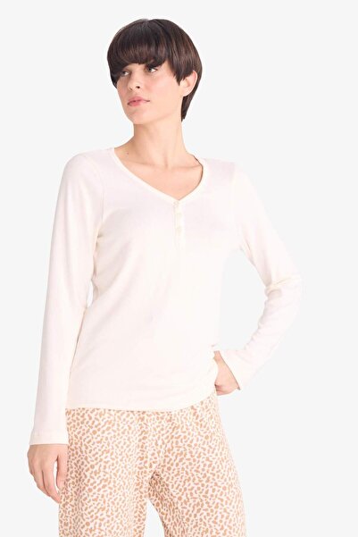 DeFacto Set de pijamale cu mâneci lungi, cu model, cu fund lung - Fall in Love G1190AX25AU