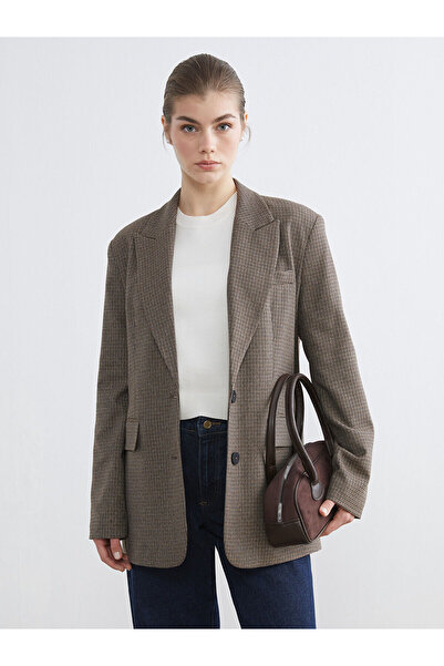 LC Waikiki Peak New Season Houndstooth Pattern Women's Blazer Jacket