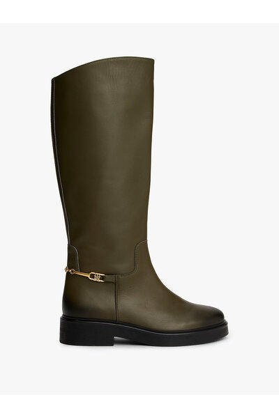 Tommy Hilfiger Leather Th Monogram Horsebit Riding Boots