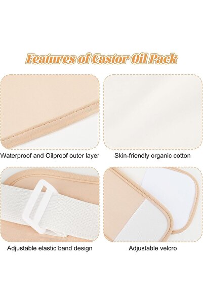 genernic Castor Oil Pack Wrap 9pcs - Reusable Adjustable Cotton Packs for Hot/Cold Compress (Whole Body)
