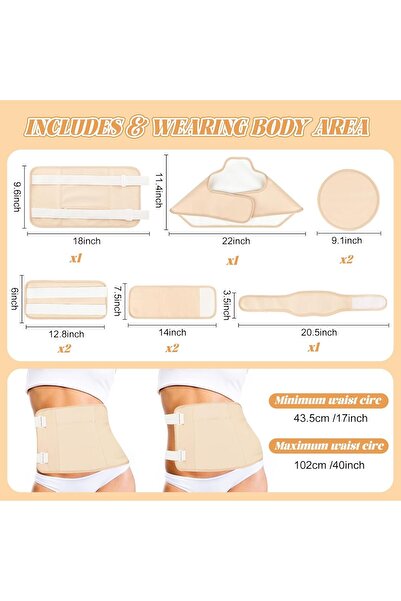 genernic Castor Oil Pack Wrap 9pcs - Reusable Adjustable Cotton Packs for Hot/Cold Compress (Whole Body)