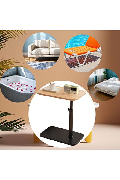 Enjoylifeme End Table, C-Shaped Small Side Table, Adjustable Height 360°Swivel Couch Tables
