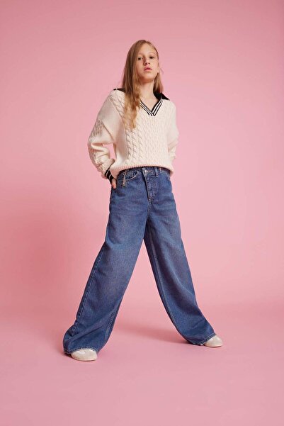 DeFacto Girl's Wide Leg Wide Leg Jean Pants G3610A825Au