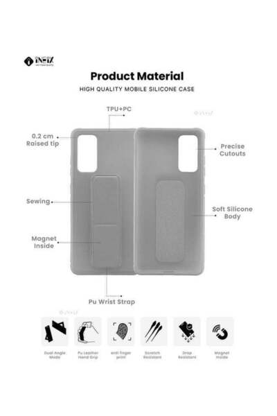 ineix 3-in-1 Magnetic Wrist Strap Hand Grip with Stand Case Cover for Samsung Galaxy S20 FE